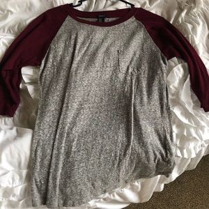 Grey and Maroon Baseball Tee